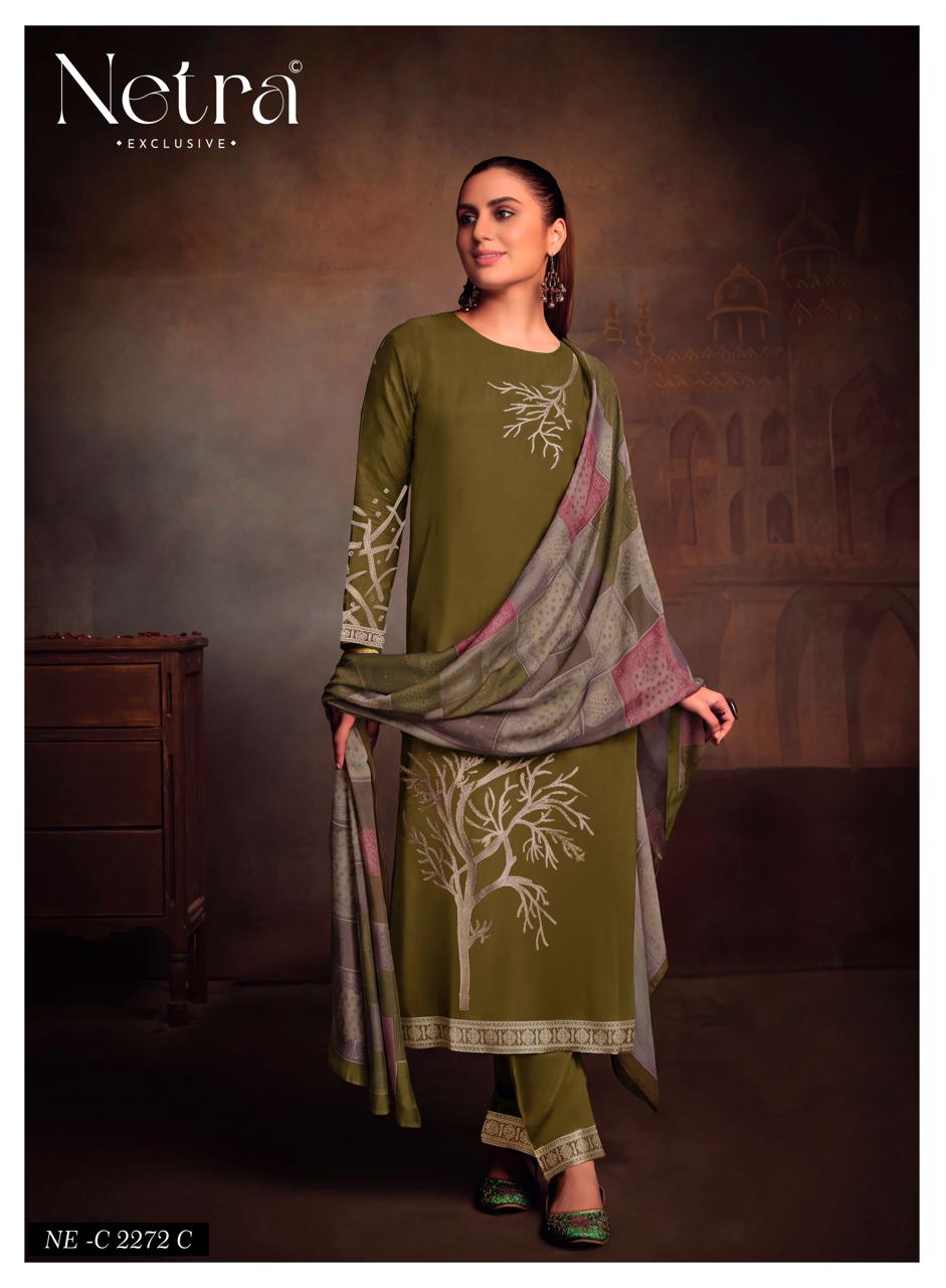 Aarna Vol 1 Colour Range 2 Netra Bemberg Pant Style Suits Manufacturer Gujarat