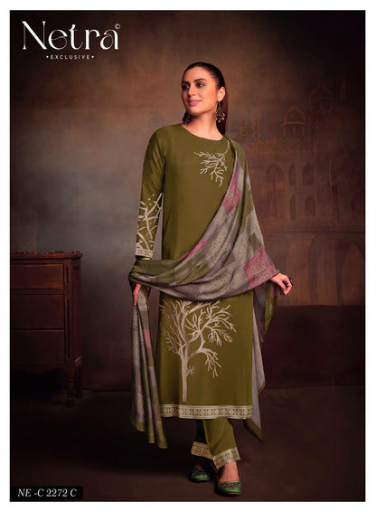 Aarna Vol 1 Colour Range 2 Netra Bemberg Pant Style Suits Manufacturer Gujarat