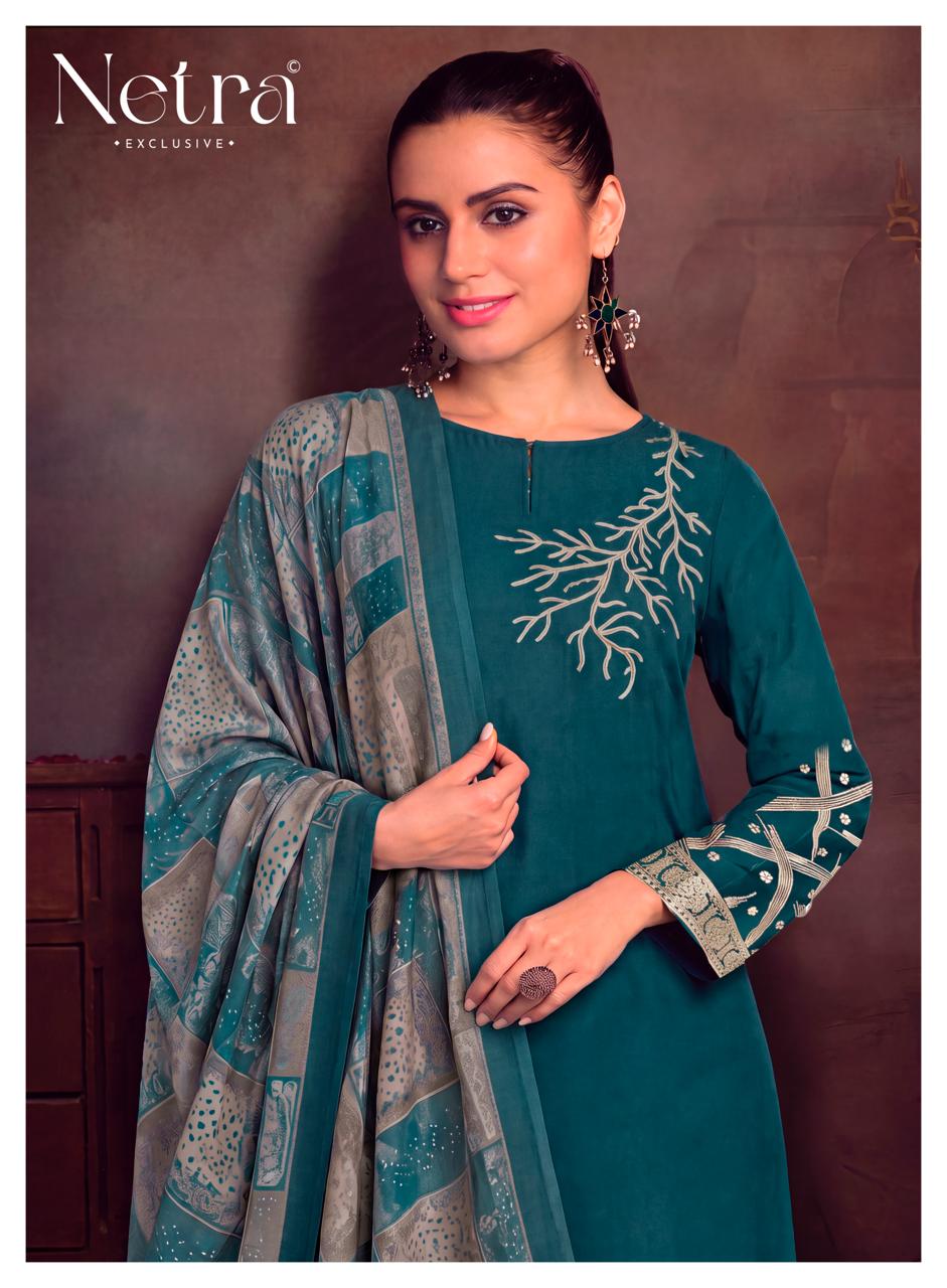 Aarna Vol 1 Colour Range 2 Netra Bemberg Pant Style Suits Manufacturer Gujarat