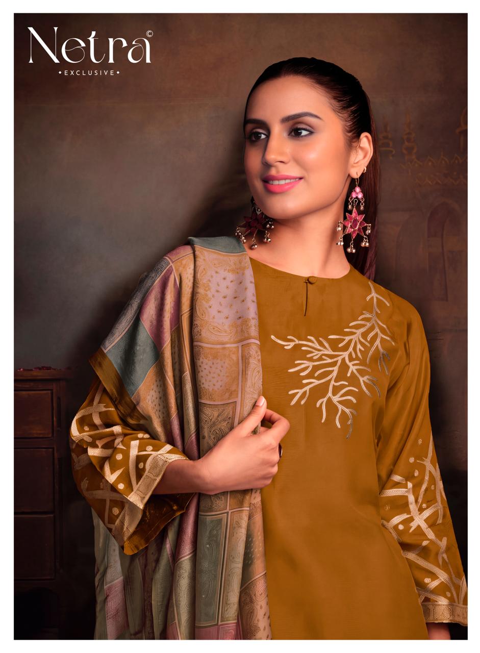 Aarna Vol 1 Colour Range 2 Netra Bemberg Pant Style Suits Manufacturer Gujarat
