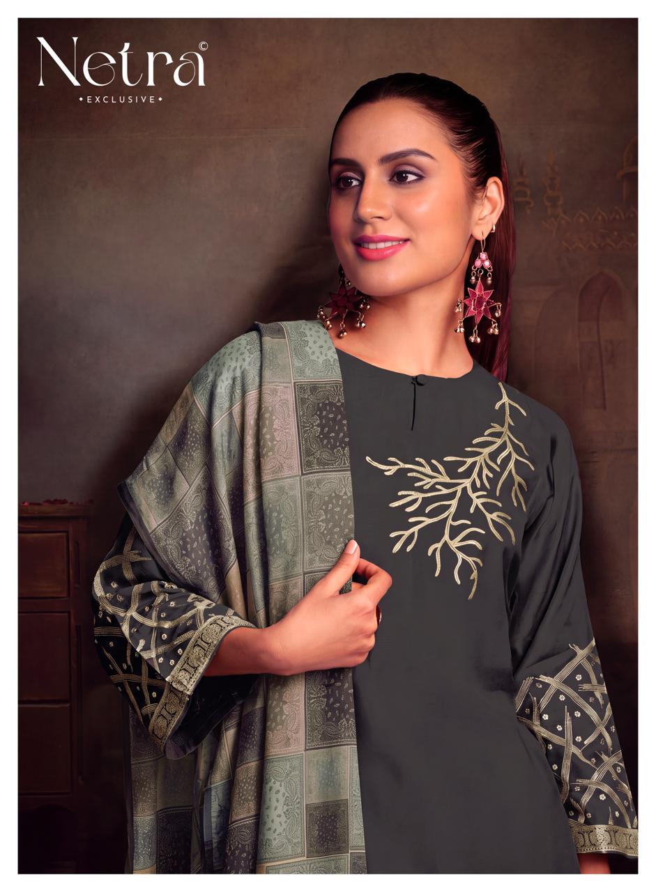 Aarna Vol 1 Colour Range 2 Netra Bemberg Pant Style Suits Manufacturer Gujarat