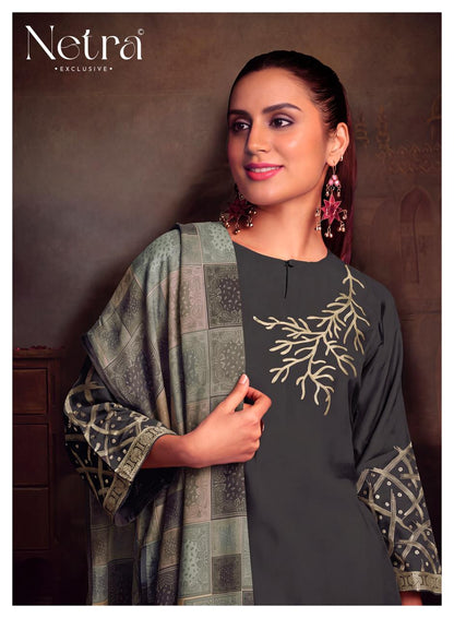 Aarna Vol 1 Colour Range 2 Netra Bemberg Pant Style Suits Manufacturer Gujarat