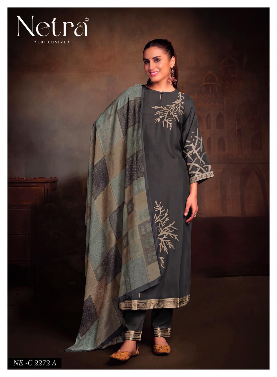 Aarna Vol 1 Colour Range 2 Netra Bemberg Pant Style Suits Manufacturer Gujarat