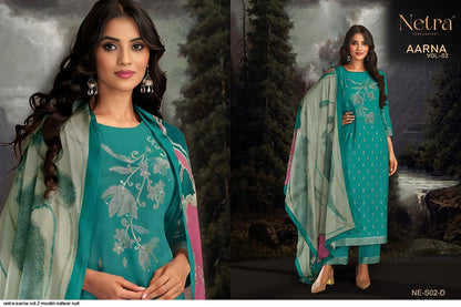 Aarna Vol 2 Netra Muslin Jacquard Pant Style Suits Manufacturer Gujarat