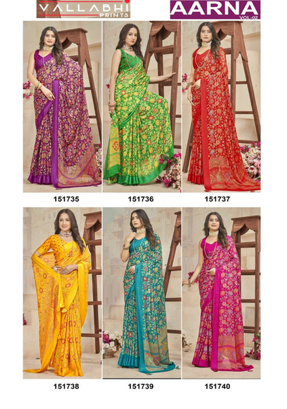Aarna Vol 2 Vallabhi Prints Moss Sarees Manufacturer Gujarat