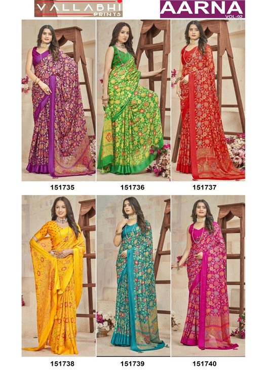 Aarna Vol 2 Vallabhi Prints Moss Sarees Manufacturer Gujarat