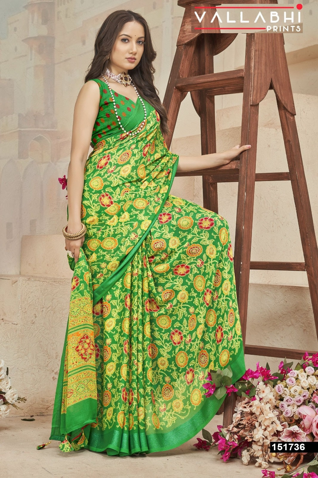 Aarna Vol 2 Vallabhi Prints Moss Sarees Manufacturer Gujarat