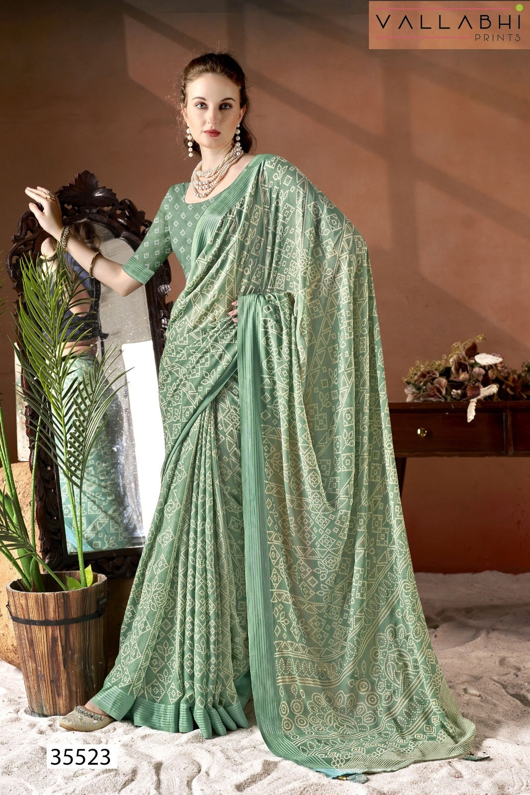 Aarna Vol 3 Vallabhi Prints Moss Sarees Wholesale Price