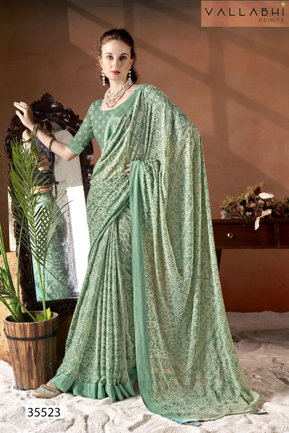 Aarna Vol 3 Vallabhi Prints Moss Sarees Wholesale Price