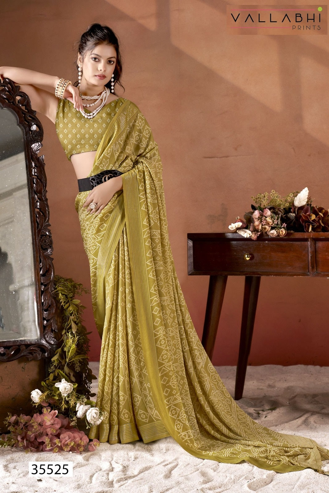 Aarna Vol 3 Vallabhi Prints Moss Sarees Wholesale Price
