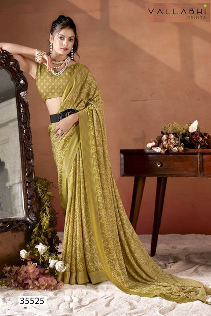 Aarna Vol 3 Vallabhi Prints Moss Sarees Wholesale Price