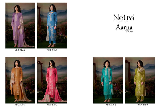 Aarna Vol 4 Netra Bemberg Muslin Pant Style Suits Wholesale