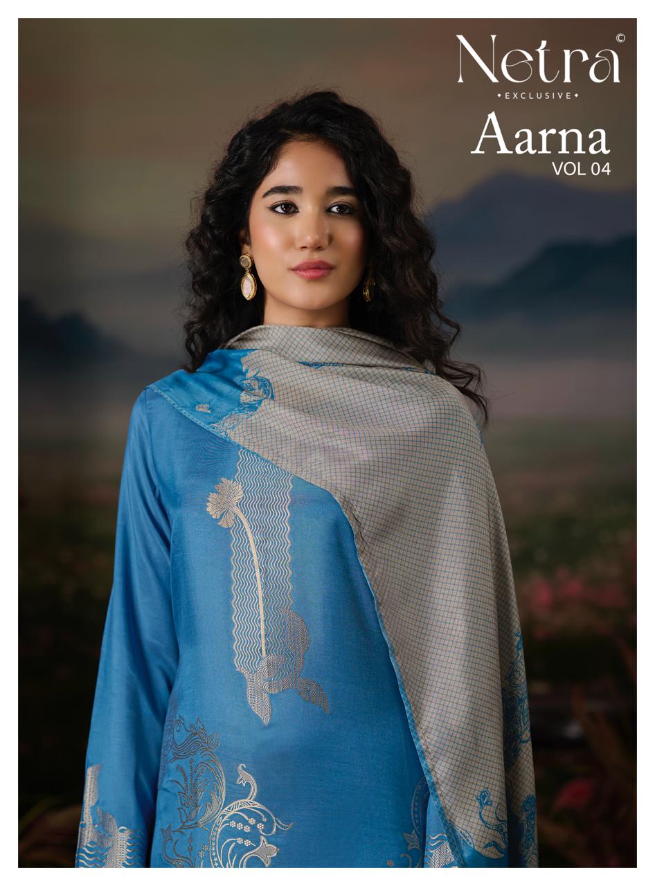 Aarna Vol 4 Netra Bemberg Muslin Pant Style Suits Wholesale