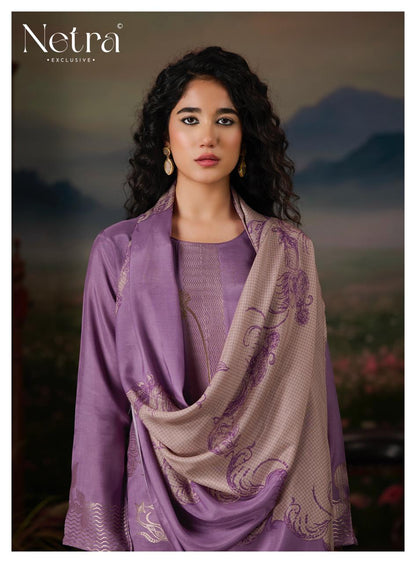 Aarna Vol 4 Netra Bemberg Muslin Pant Style Suits Wholesale