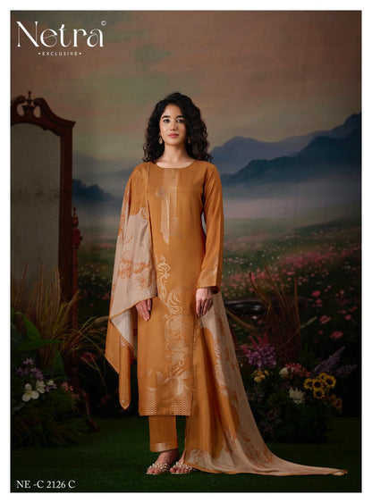 Aarna Vol 4 Netra Bemberg Muslin Pant Style Suits Wholesale