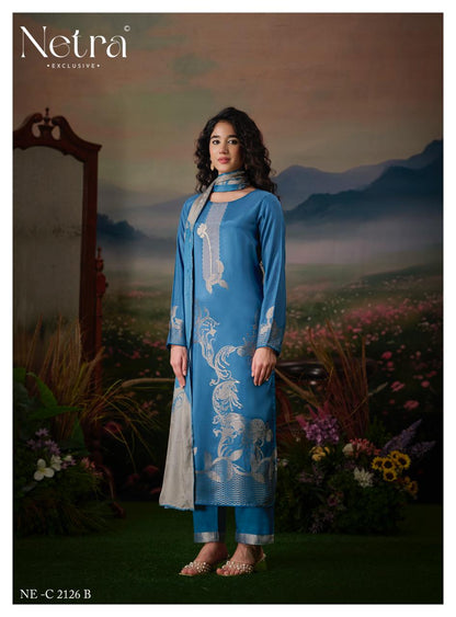 Aarna Vol 4 Netra Bemberg Muslin Pant Style Suits Wholesale