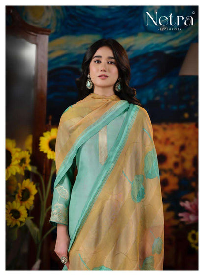 Aarna Vol 5 Netra Bemberg Muslin Pant Style Suits Supplier India