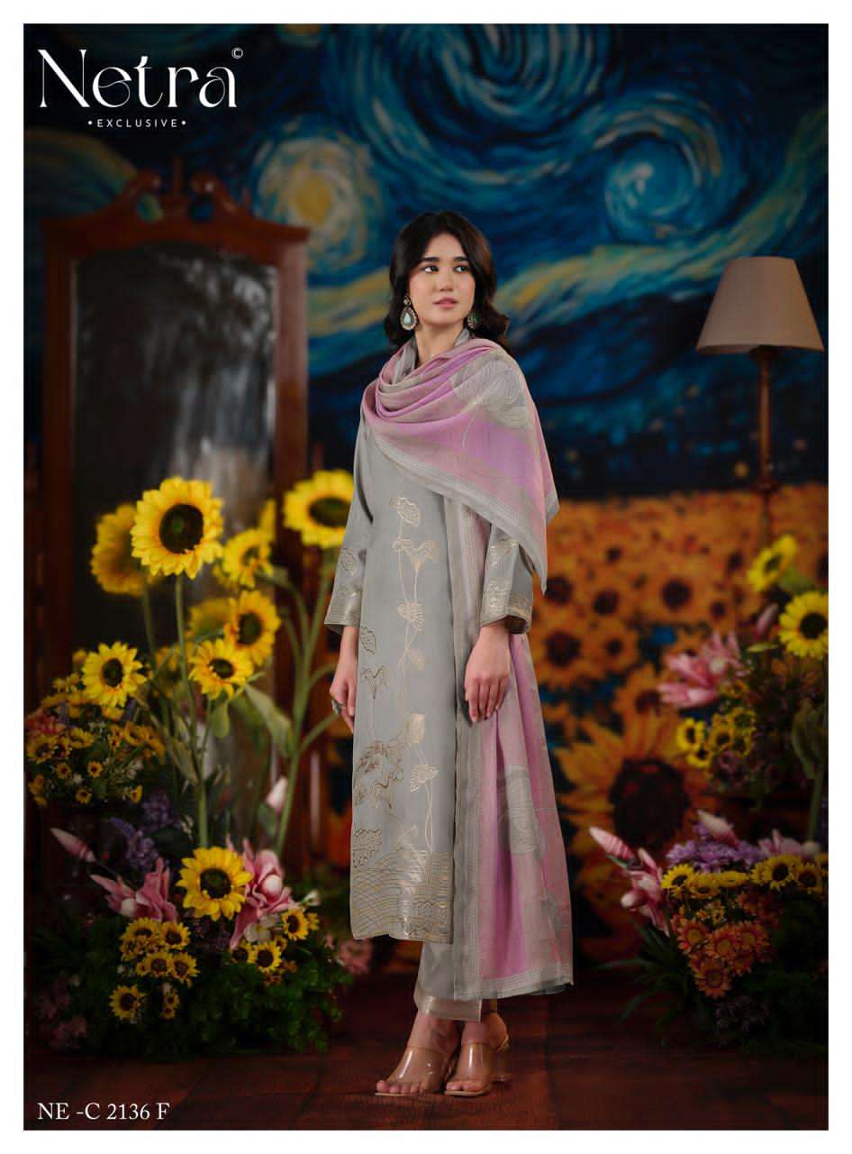 Aarna Vol 5 Netra Bemberg Muslin Pant Style Suits Supplier India