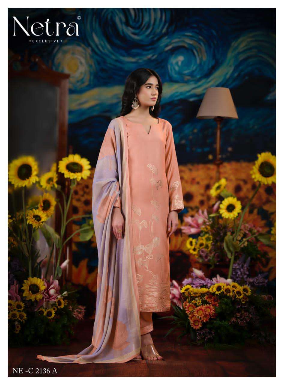 Aarna Vol 5 Netra Bemberg Muslin Pant Style Suits Supplier India