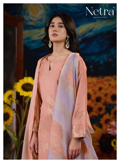 Aarna Vol 5 Netra Bemberg Muslin Pant Style Suits Supplier India