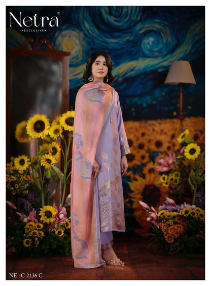 Aarna Vol 5 Netra Bemberg Muslin Pant Style Suits Supplier India