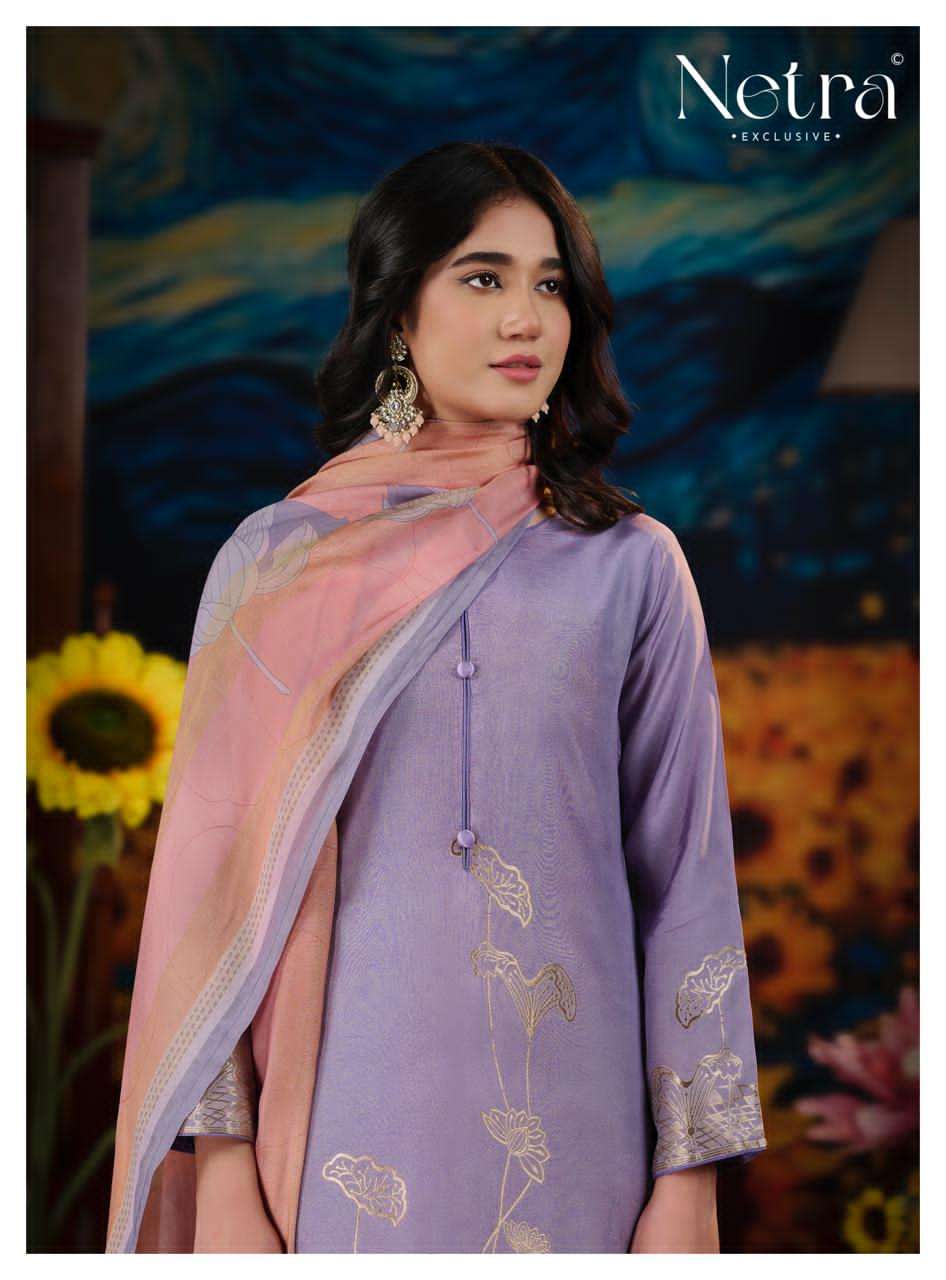 Aarna Vol 5 Netra Bemberg Muslin Pant Style Suits Supplier India