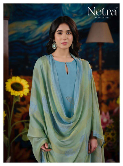 Aarna Vol 5 Netra Bemberg Muslin Pant Style Suits Supplier India