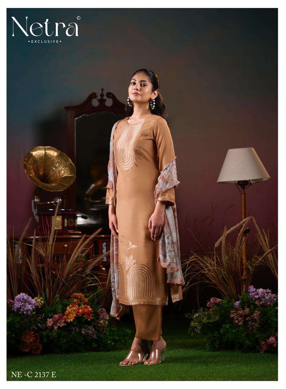 Aarna Vol 6 Netra Bemberg Muslin Pant Style Suits Exporter India