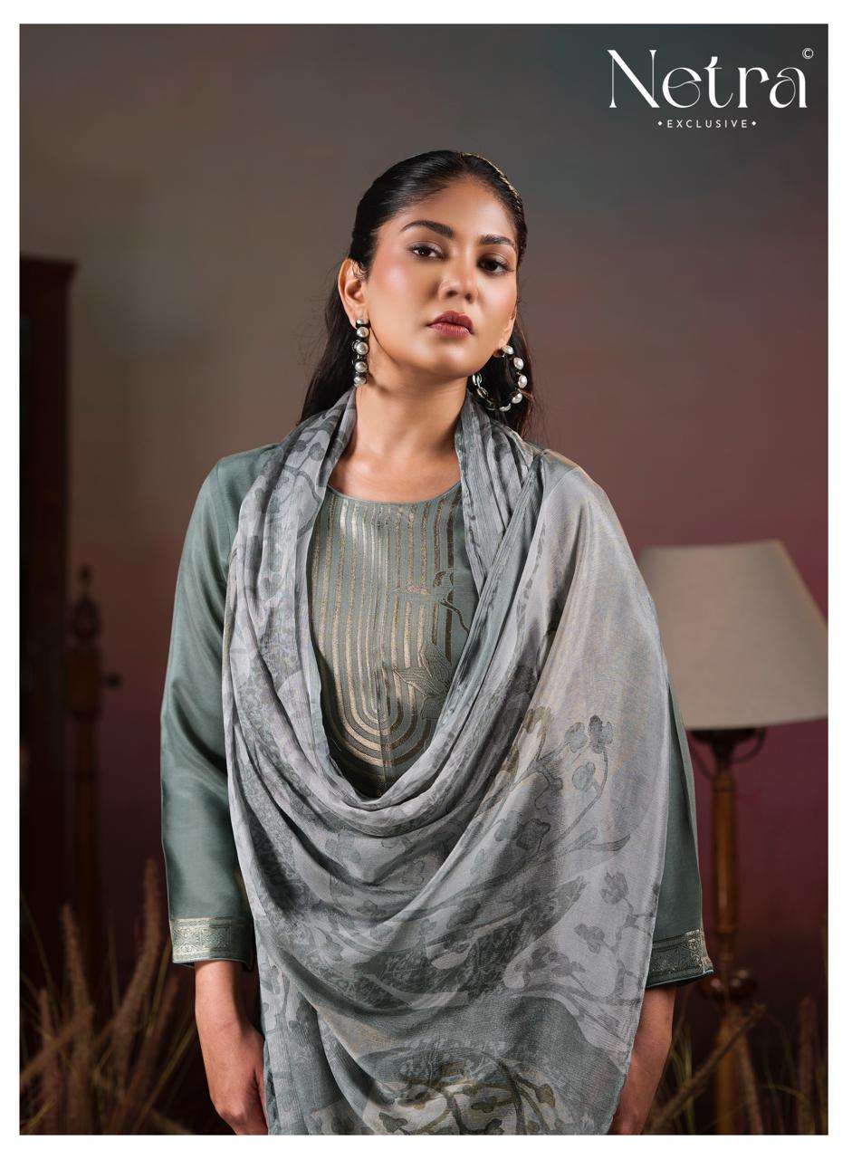 Aarna Vol 6 Netra Bemberg Muslin Pant Style Suits Exporter India