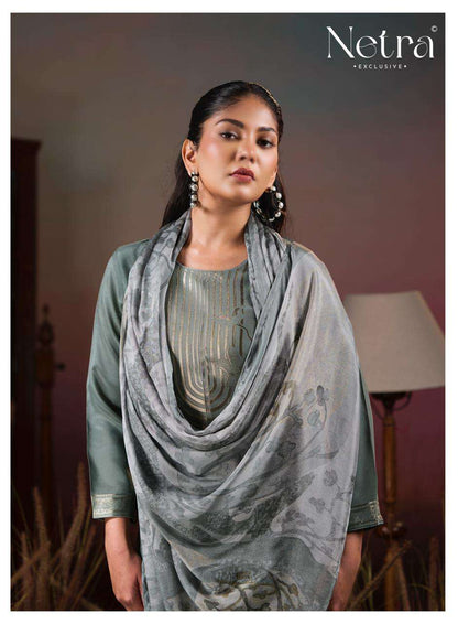 Aarna Vol 6 Netra Bemberg Muslin Pant Style Suits Exporter India