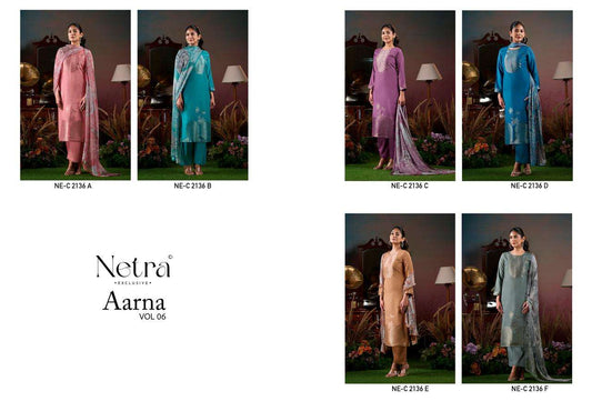 Aarna Vol 6 Netra Bemberg Muslin Pant Style Suits Exporter India