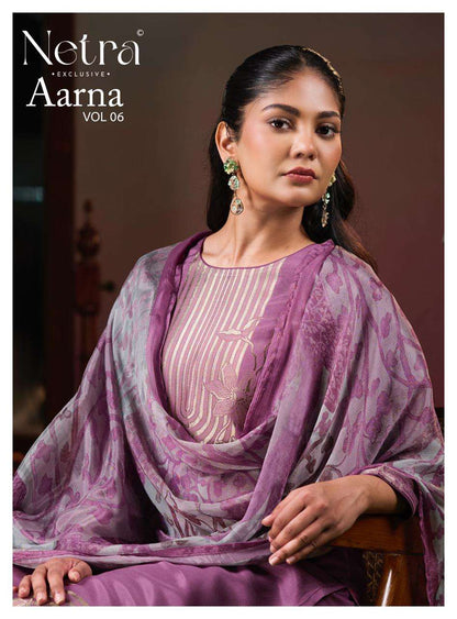 Aarna Vol 6 Netra Bemberg Muslin Pant Style Suits Exporter India
