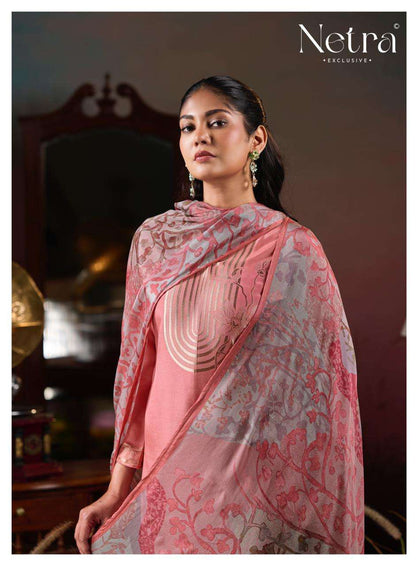 Aarna Vol 6 Netra Bemberg Muslin Pant Style Suits Exporter India