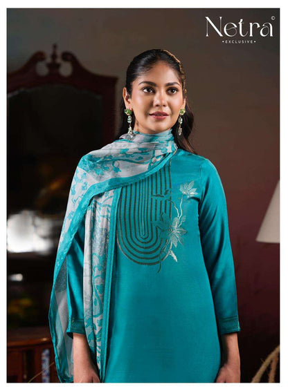 Aarna Vol 6 Netra Bemberg Muslin Pant Style Suits Exporter India