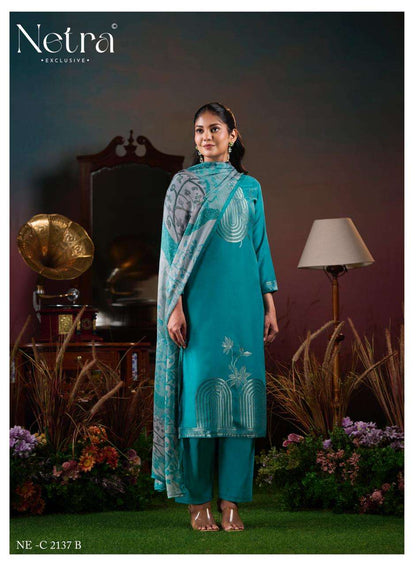 Aarna Vol 6 Netra Bemberg Muslin Pant Style Suits Exporter India