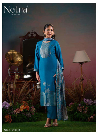 Aarna Vol 6 Netra Bemberg Muslin Pant Style Suits Exporter India