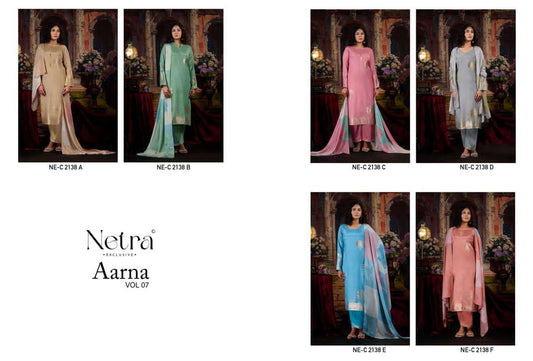 Aarna Vol 7 Netra Bemberg Muslin Pant Style Suits Supplier Gujarat