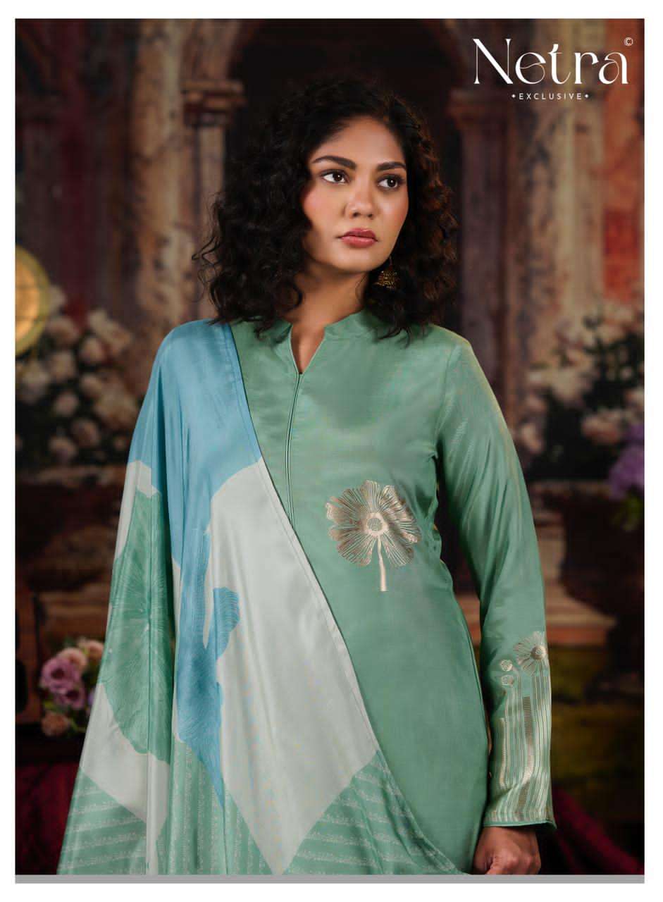 Aarna Vol 7 Netra Bemberg Muslin Pant Style Suits Supplier Gujarat