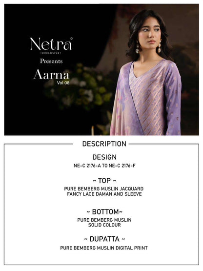 Aarna Vol 8 Netra Bemberg Muslin Pant Style Suits Manufacturer Gujarat