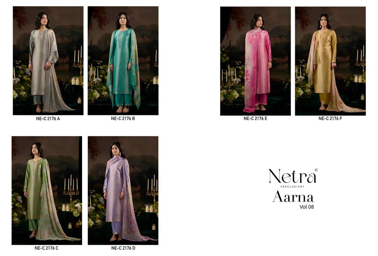Aarna Vol 8 Netra Bemberg Muslin Pant Style Suits Manufacturer Gujarat