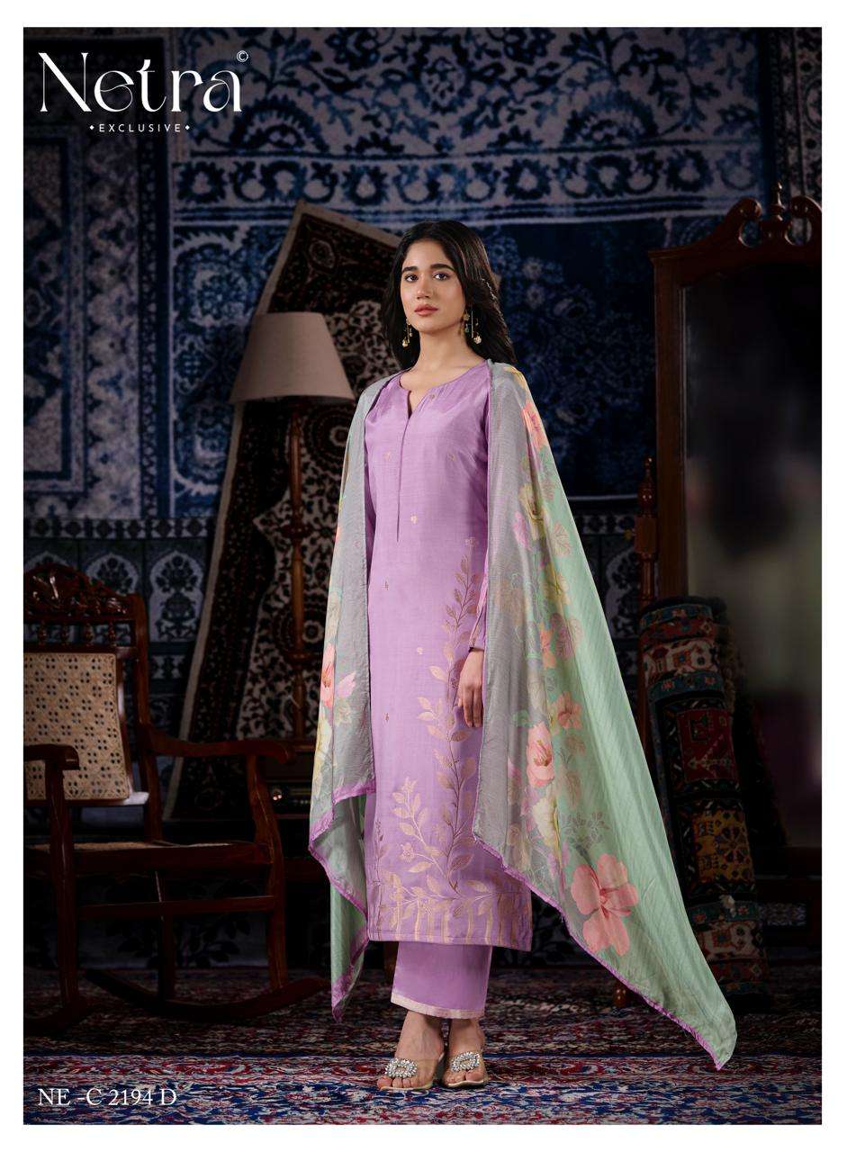 Aarna Vol 9 Netra Bemberg Muslin Pant Style Suits Wholesaler Gujarat