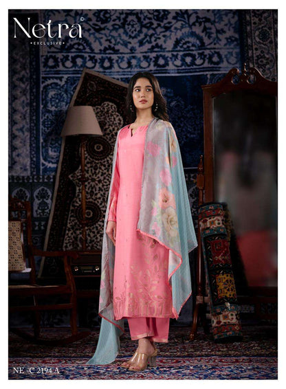 Aarna Vol 9 Netra Bemberg Muslin Pant Style Suits Wholesaler Gujarat
