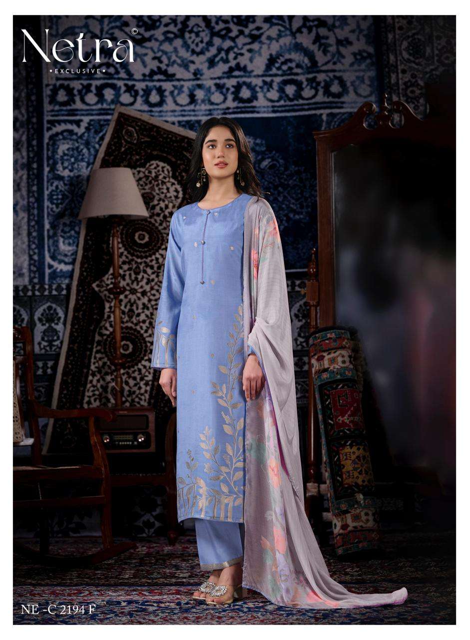 Aarna Vol 9 Netra Bemberg Muslin Pant Style Suits Wholesaler Gujarat