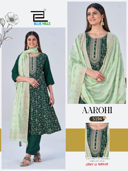 Aarohi Blue Hills Rayon Foil Readymade Anarkali Suits Wholesaler Ahmedabad