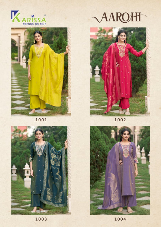 Aarohi Karissa Viscose Simmer Readymade Pant Style Suits Exporter Gujarat