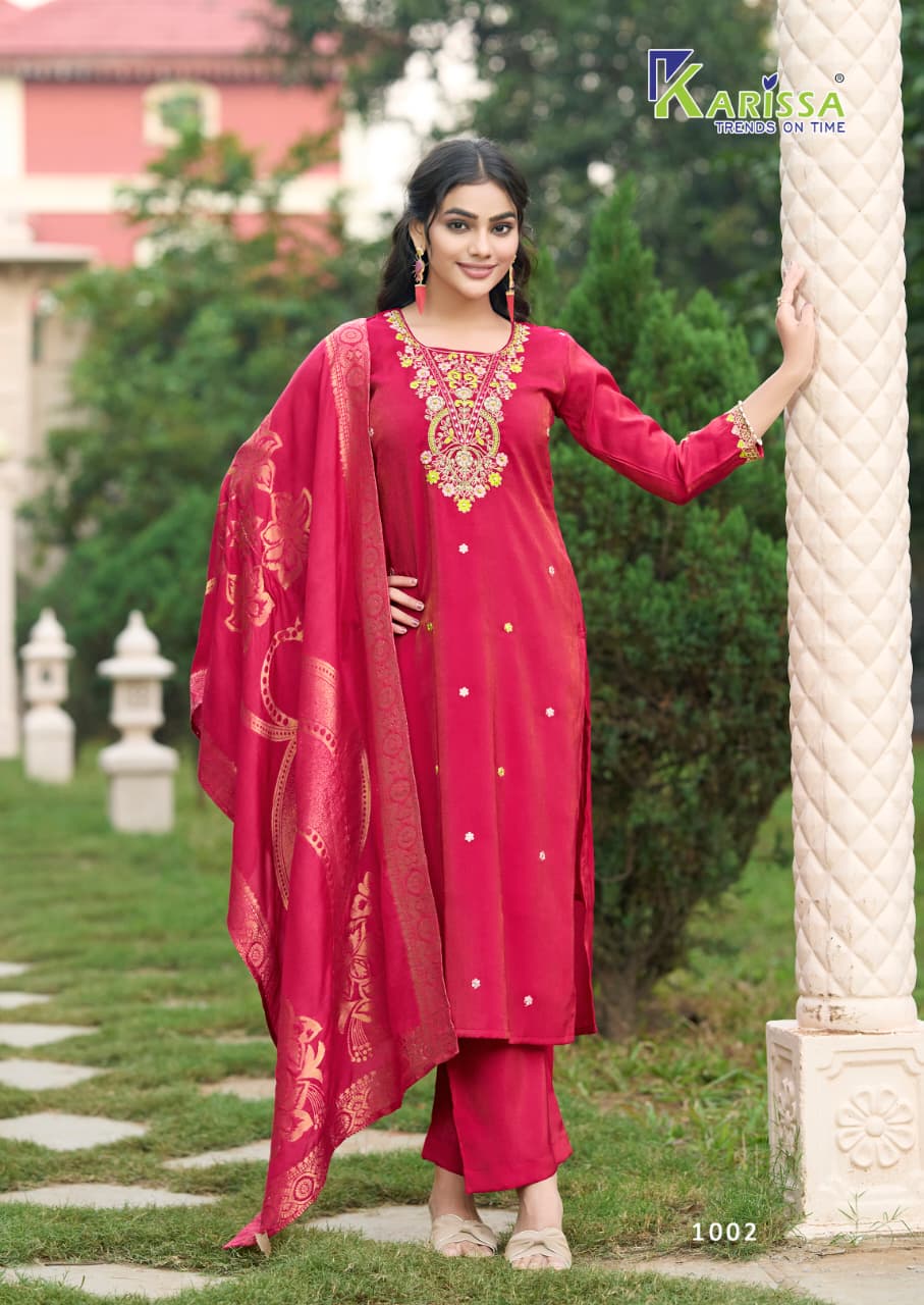 Aarohi Karissa Viscose Simmer Readymade Pant Style Suits Exporter Gujarat