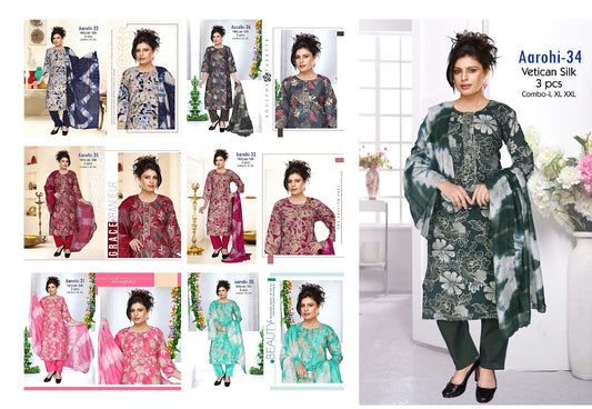 Aarohi Knk Vetican Silk Readymade Pant Style Suits Wholesaler