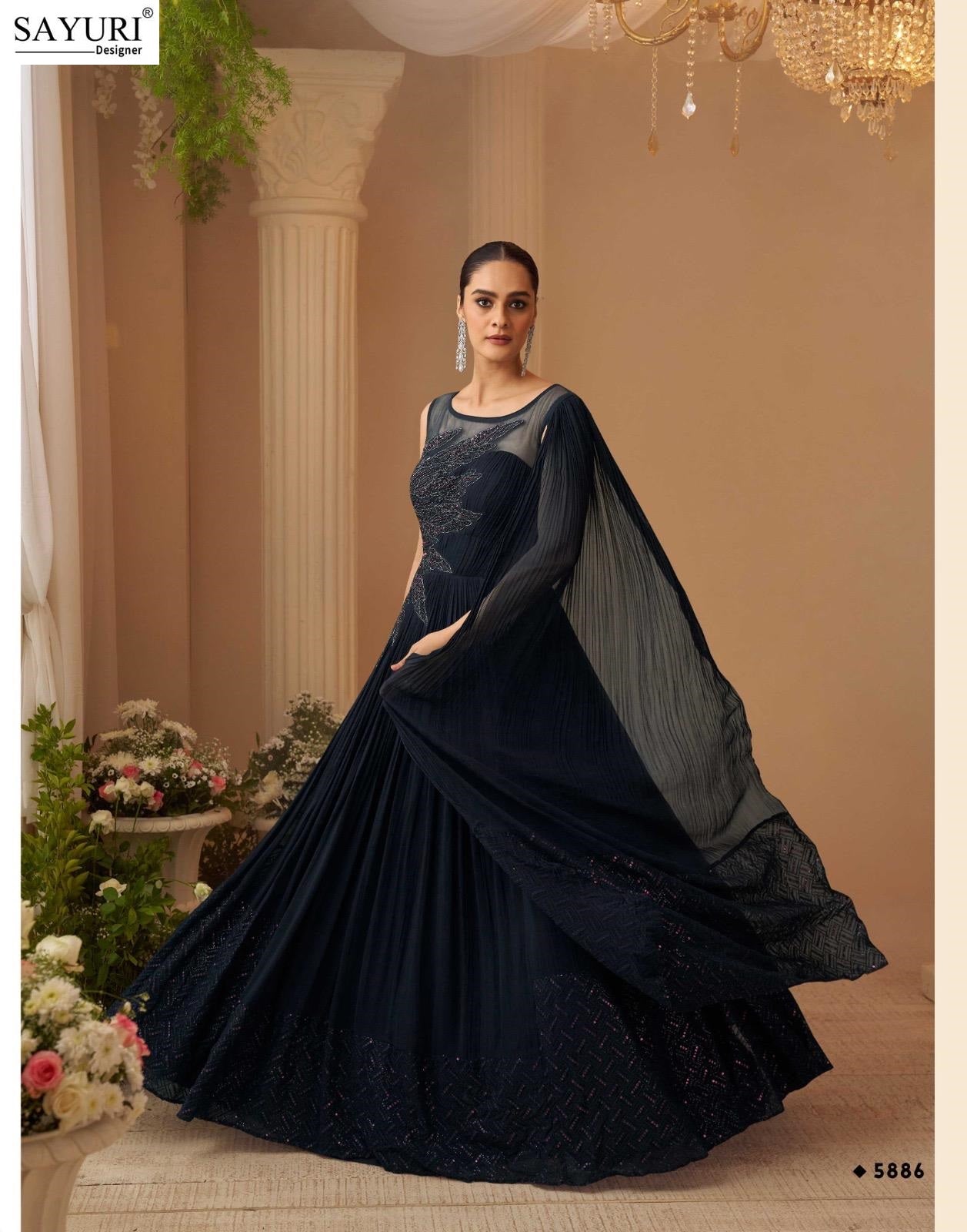 Aarohi Sayuri Chinon Silk Indo Western Pair Wholesaler Ahmedabad