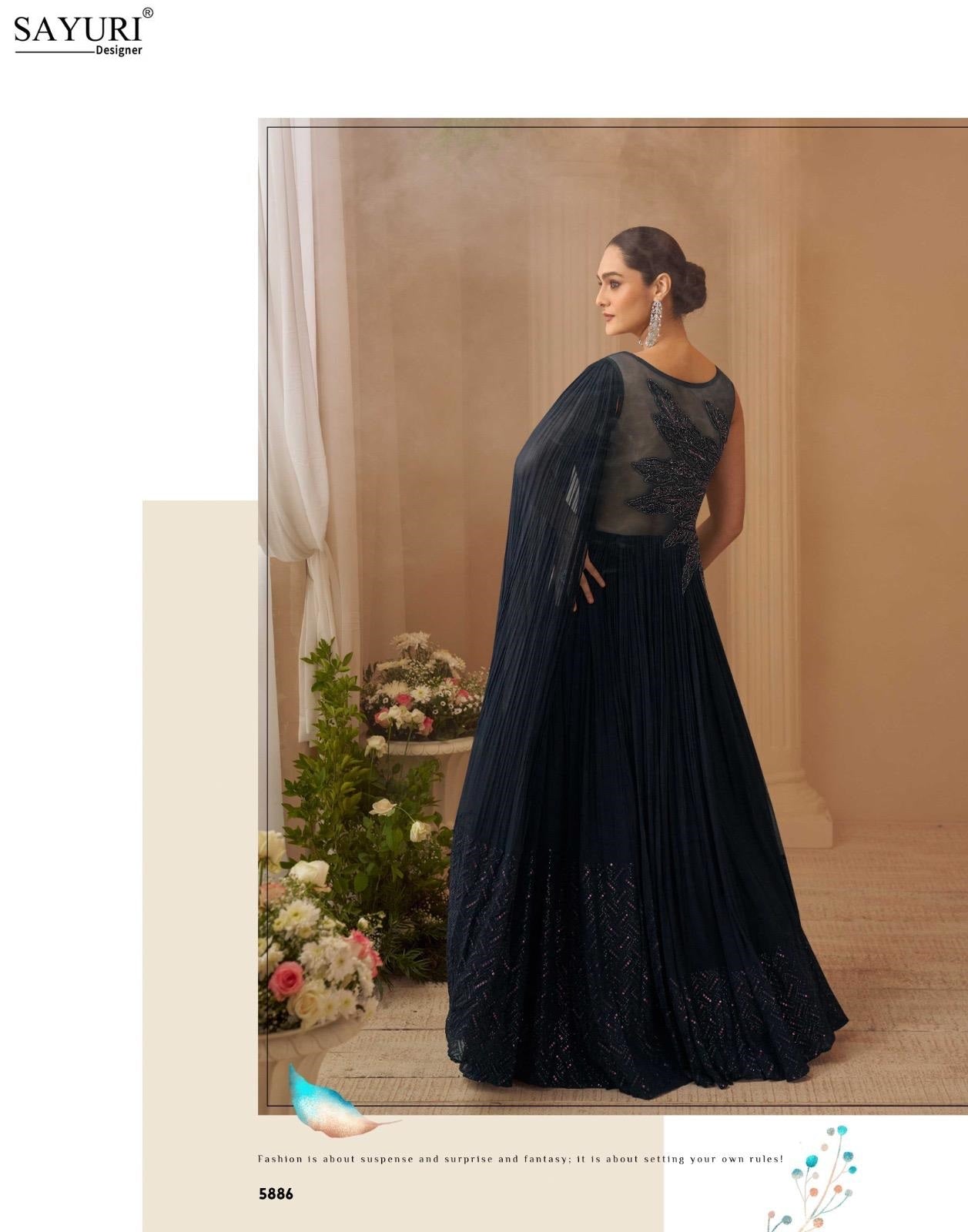 Aarohi Sayuri Chinon Silk Indo Western Pair Wholesaler Ahmedabad