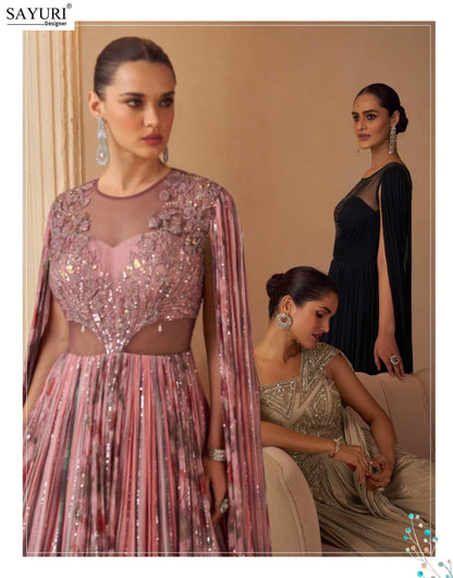 Aarohi Sayuri Chinon Silk Indo Western Pair Wholesaler Ahmedabad